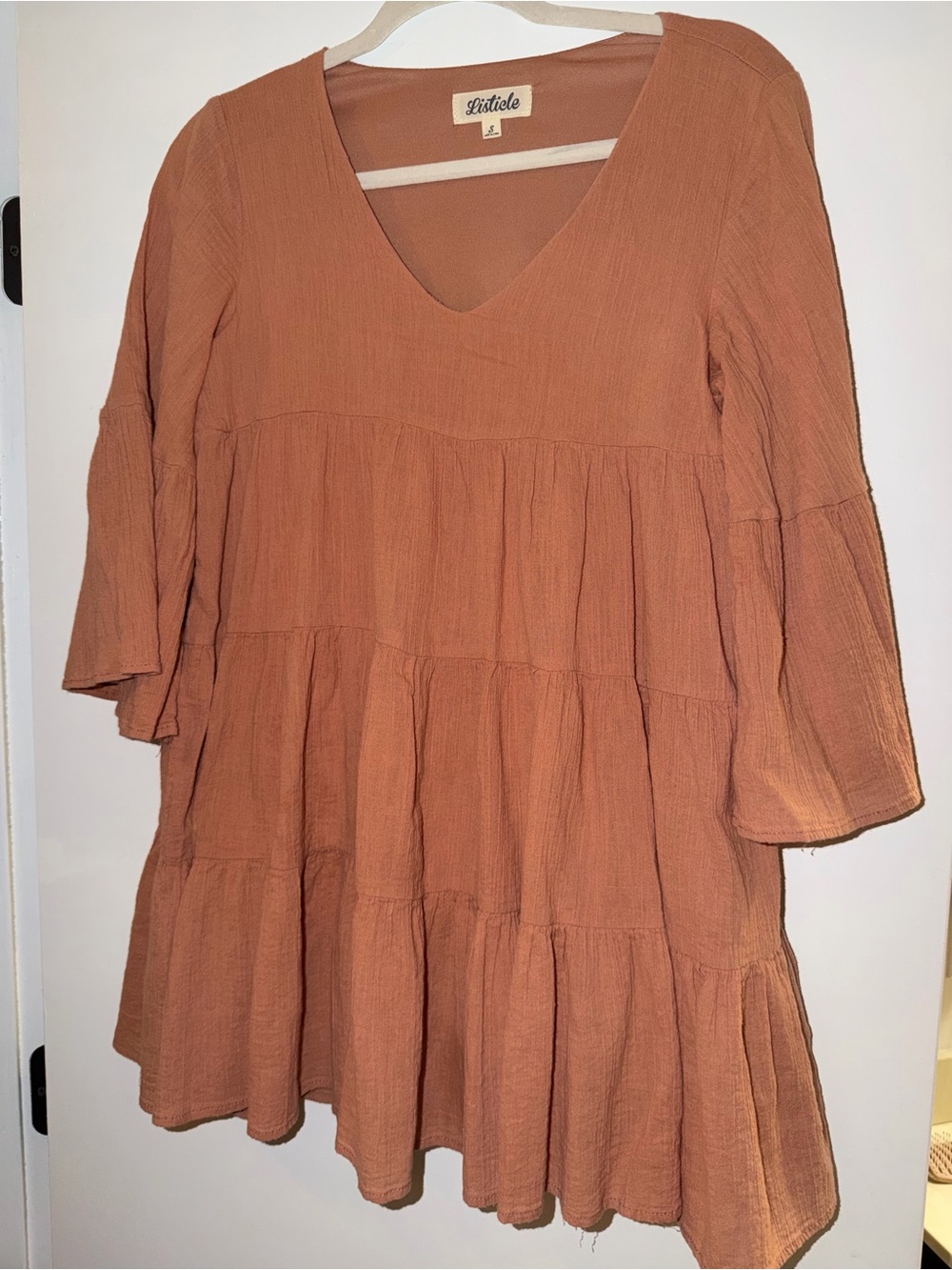 Listicle Rust Tiered V-Neck Boho Dress !